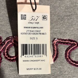 Cinq à Sept Heather Grey and Pink Sequin Pullover
